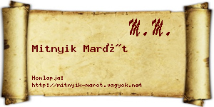 Mitnyik Marót névjegykártya